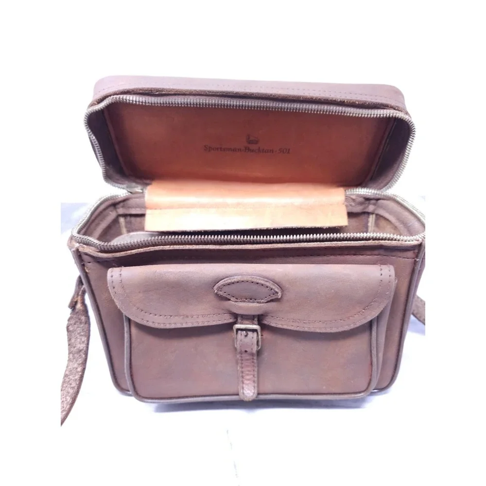 Vtg Perrin USA Top Grade Cowhide Tan Leather 'The Sportsman' #501 Camera‎ Bag